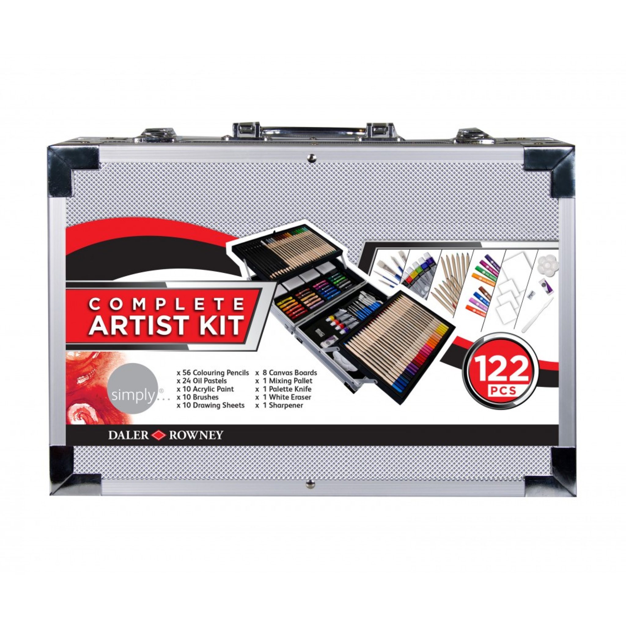 Daler Rowney Complete Artist Kit 122 pcs w/metal carrying case