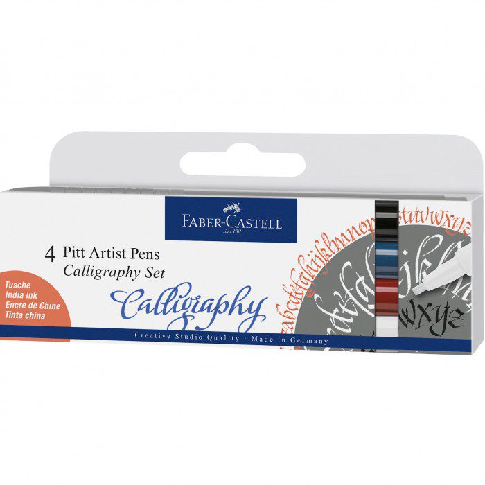 Feutres Pitt Artist Pen Calligraphie, boîte de 4, couleurs