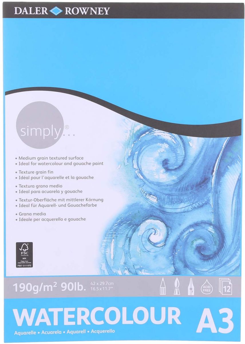 Daler Rowney Simply Watercolour Pad A3 190Gr