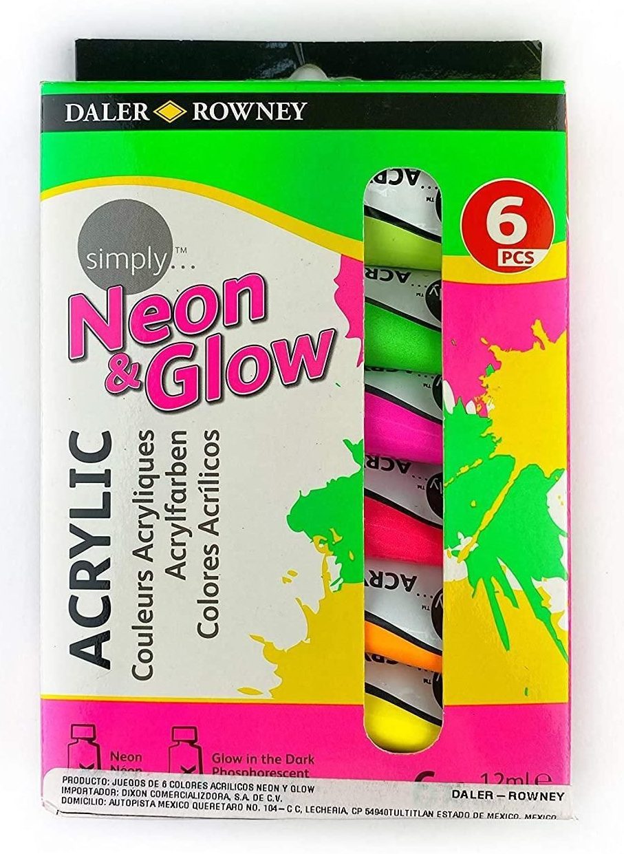 Daler Rowney Simply Acrylic Neon and Glow 12 ml - Pack of 6