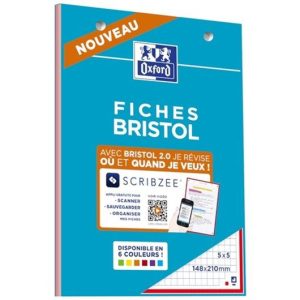 Oxford Fiches Bristol A5, 5×5 14.8x21cm, 30F Couleur