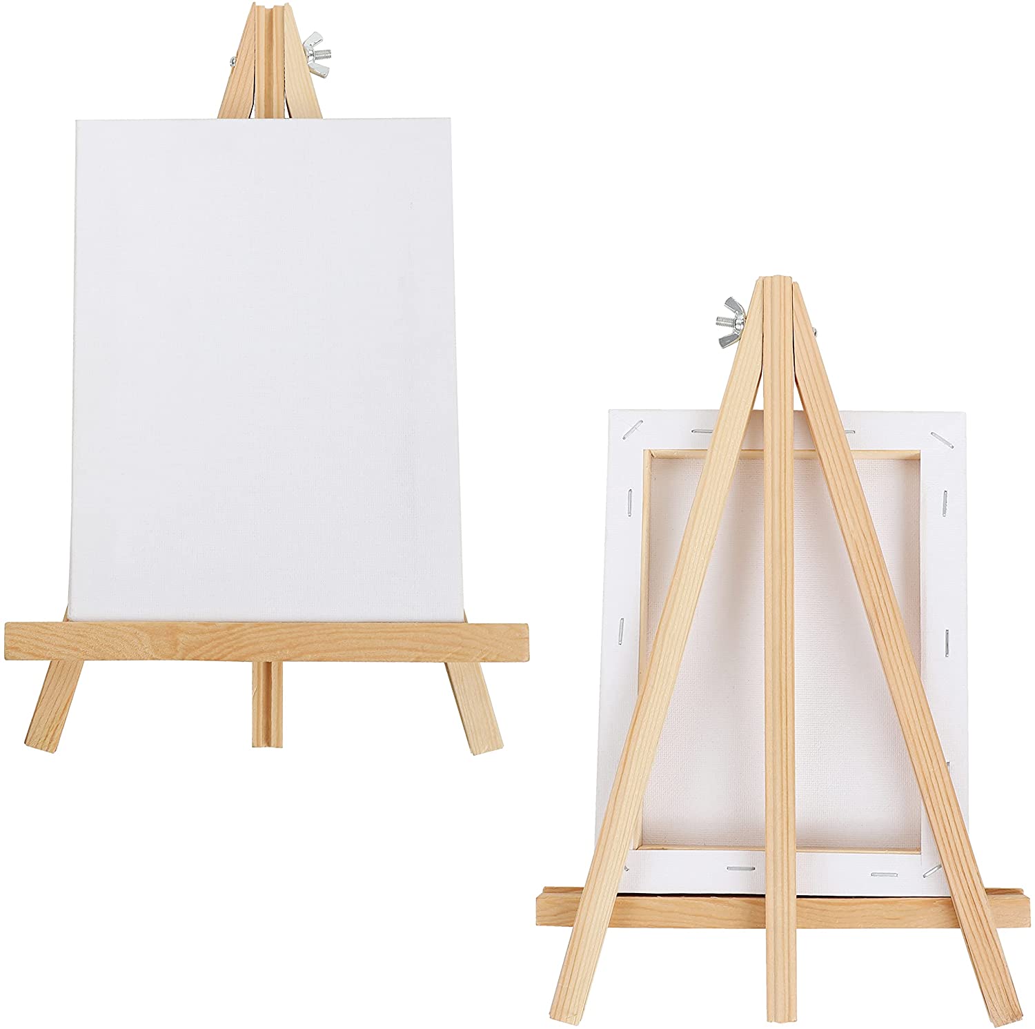 12 Mini Toiles Avec Chevalets - Toile 10x10 Cm, Chevalet 15x8 Cm, Parfait Pour Peinture, Décoration Et Bricolage