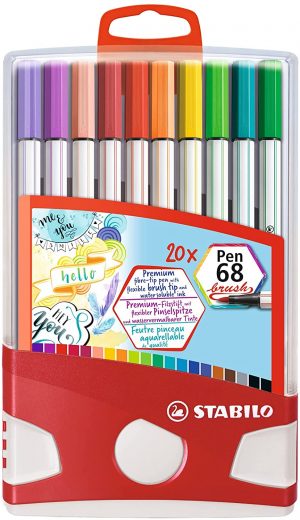 STABILO Pen 68 brush, ColorParade, boîte rouge-bleu, 20 pièces en