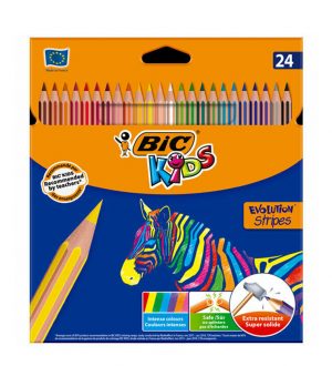 Pochette de 24 crayons de couleur BIC KIDS Evolution Stripes
