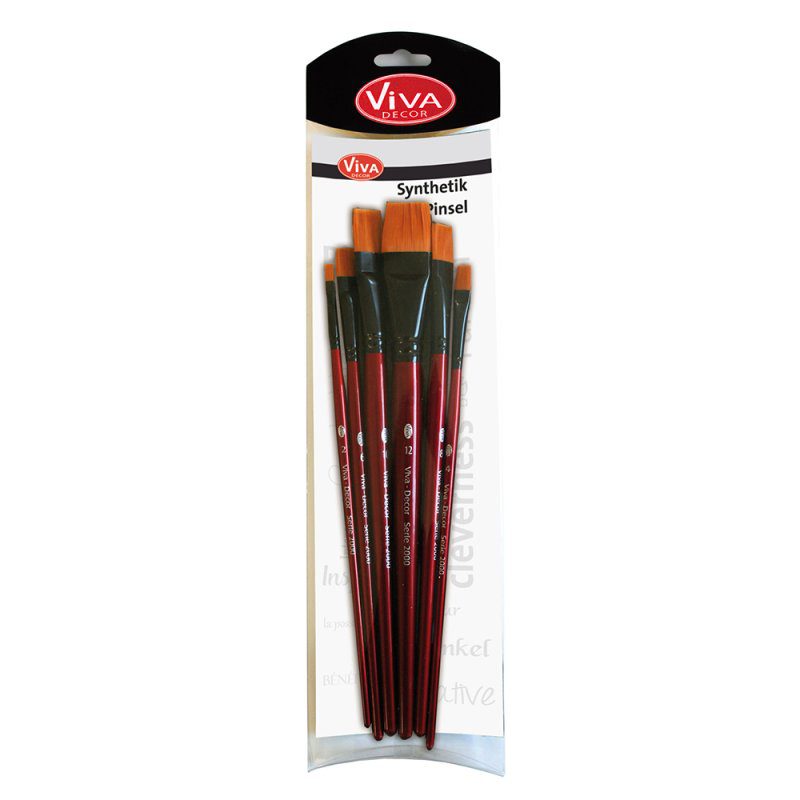 Viva Decor Paintbrush Synthetic Flat Set – 6pcs Pinceaux Plat