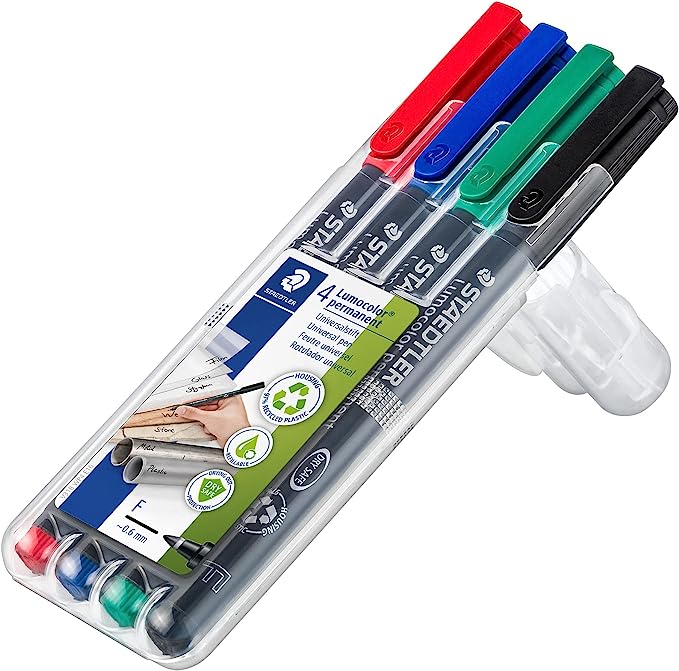 Staedtler Lumocolor Stylos universels permanents, pointe fine, assortis, 4 par paquet – Image 2