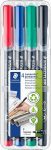 Staedtler Lumocolor Stylos universels permanents, pointe fine, assortis, 4 par paquet