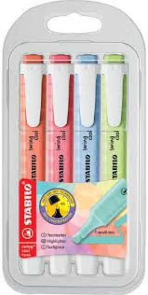 Stabilo 4 Pack Swing Cool Highlighters Assorted Pastel