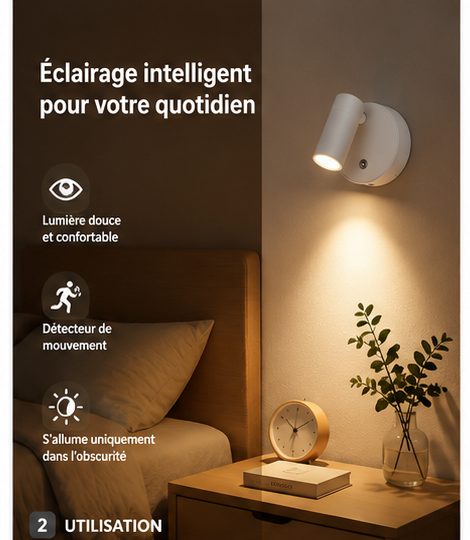 Lampe murale LED rechargeable - مصباح حائطي قابل للتوجيه – Image 2