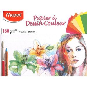 Papier à dessin 12 feuilles 180g/m Blanc 24x32cm MAPED