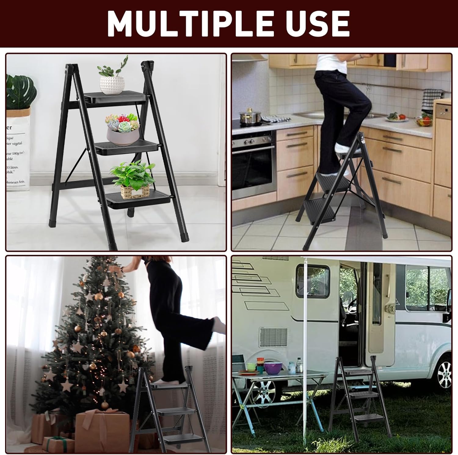 Escabeau pliable 3 marches Échelle en acier – سلم قابل للطي 3 درجات – Image 5