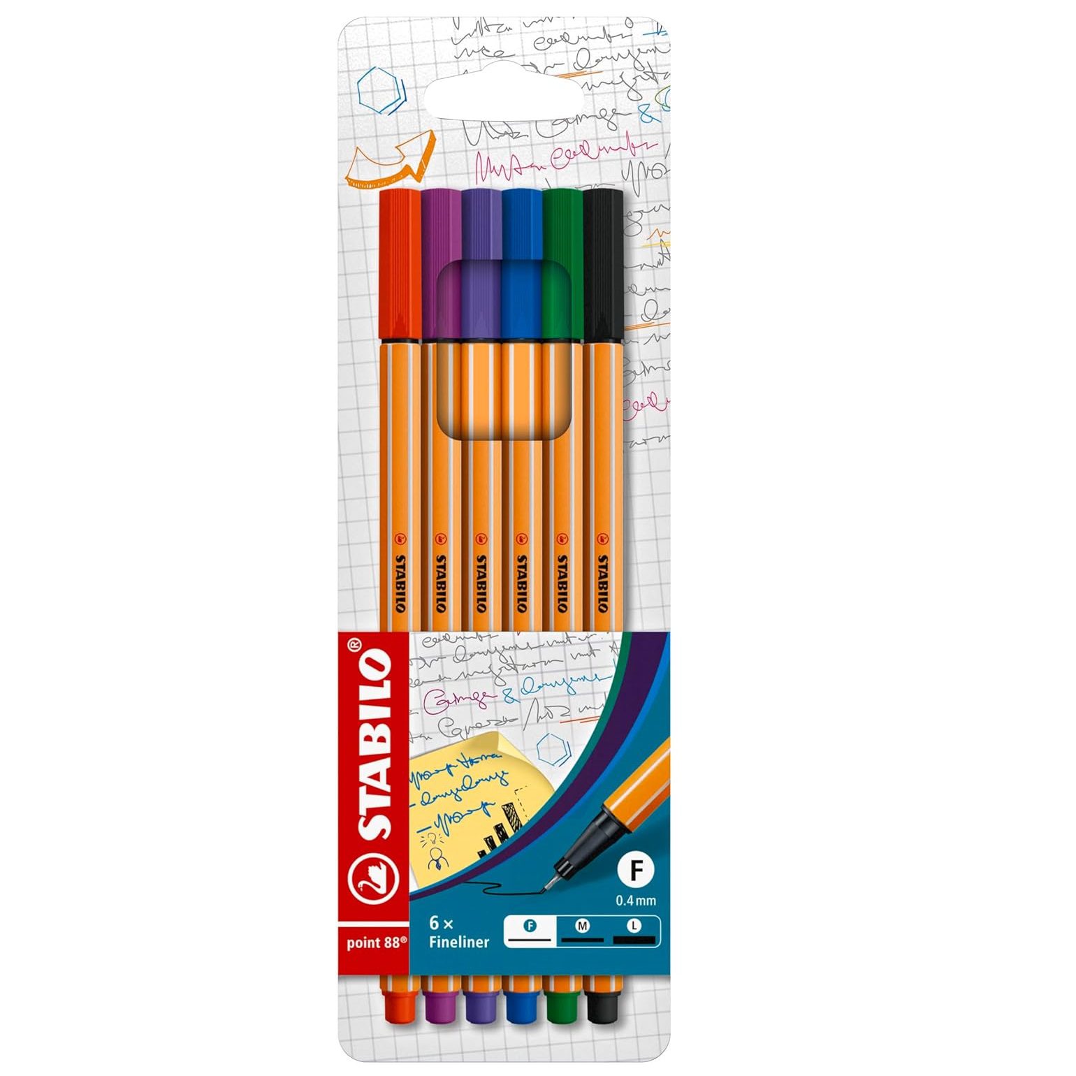 Pochette de 6 Stylo feutre pointe fine - STABILO Point 88