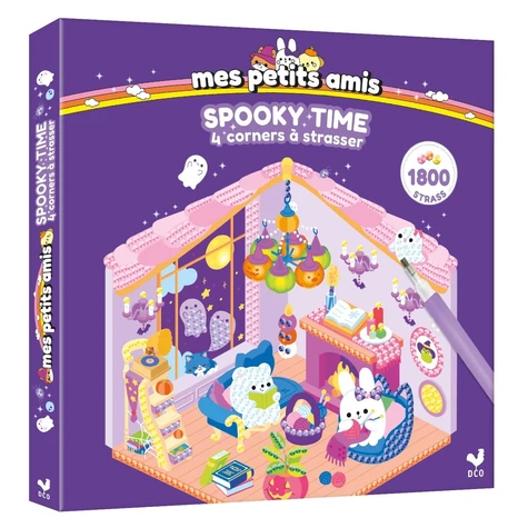 Spooky time - 4 corners à strasser. Avec 1800 strass, 1 carré de cire, 1 stylet à strass et 1 plateau