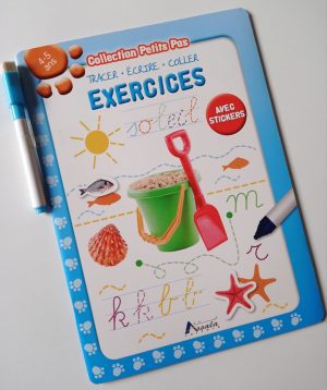 Collection petits pas – tracer, écrire, coller – effaçable Exercices avec stickers