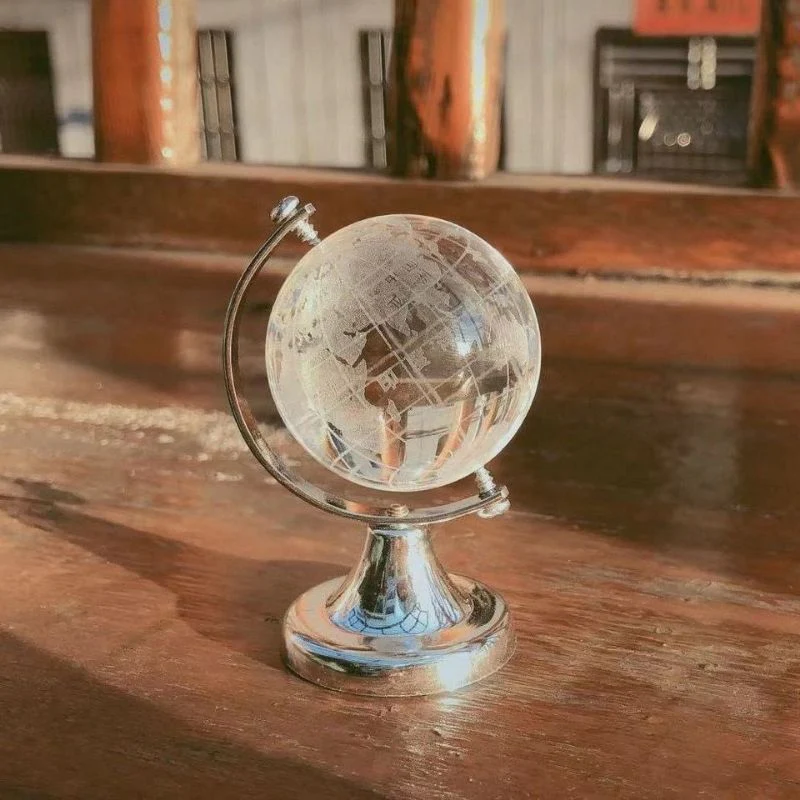 Globe Terrestre en verre transparent 8cm – Image 2