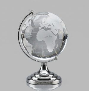 Globe Terrestre en verre transparent 8cm